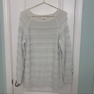 Lou & Grey  White  Chunky Knit Pullover Long Sleeve Sweater Women's Size L